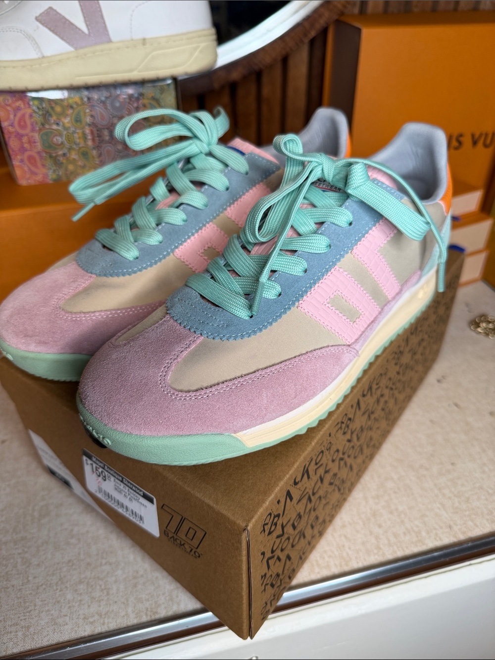 Pastel Pink & Mint Low-Top Women's Sneakers